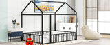 Metal Bed House Bed Frame With Fence - Furniture Home Direct