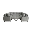 Modern U-Shaped Sectional Sofa Convertible Pull-Out Sofa Bed With USB Ports And Cup Holders - Furniture Home Direct