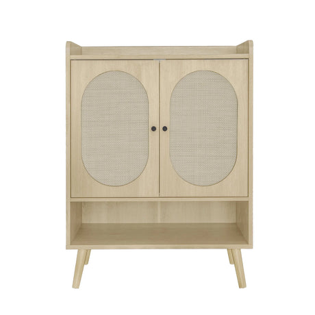 2 Door Shoe Rack, Freestanding, Modern Shoe Storage Cabinet, For Entryway - Natural - Furniture Home Direct