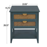 2 Drawer Side Table, Natural Rattan - Furniture Home Direct