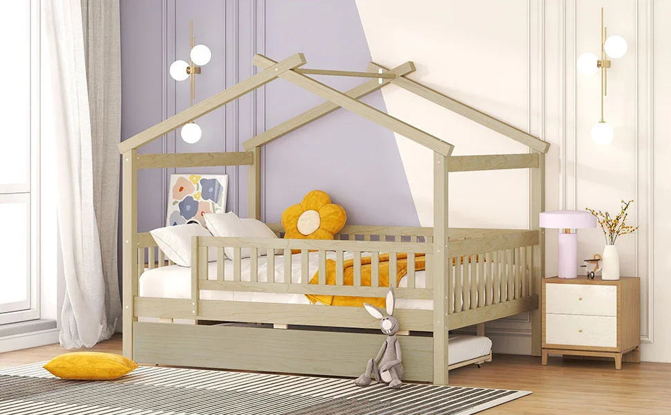 Creativity House Bed With Twin Size Trundle - Furniture Home Direct