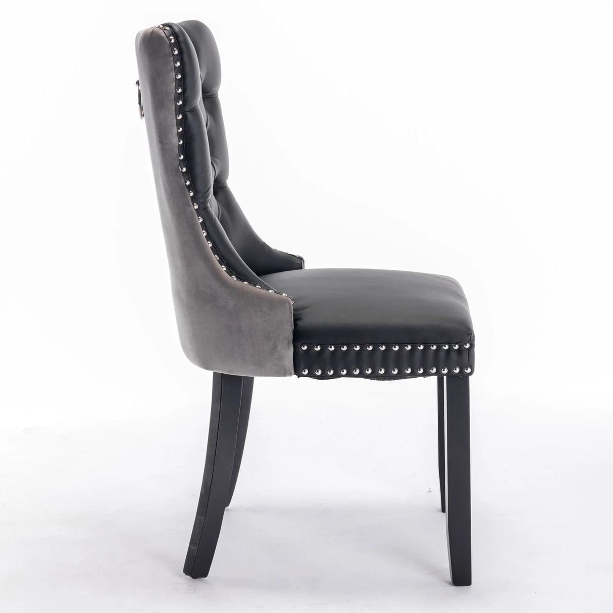 Nikki - Modern, High-End Tufted Solid Wood Contemporary PU And Velvet Upholstered Dining Chair With Wood Legs Nailhead Trim (Set of 2) - Furniture Home Direct