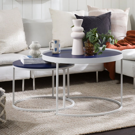Contemporary Gallery Top Round Nesting Coffee Table Set - Furniture Home Direct