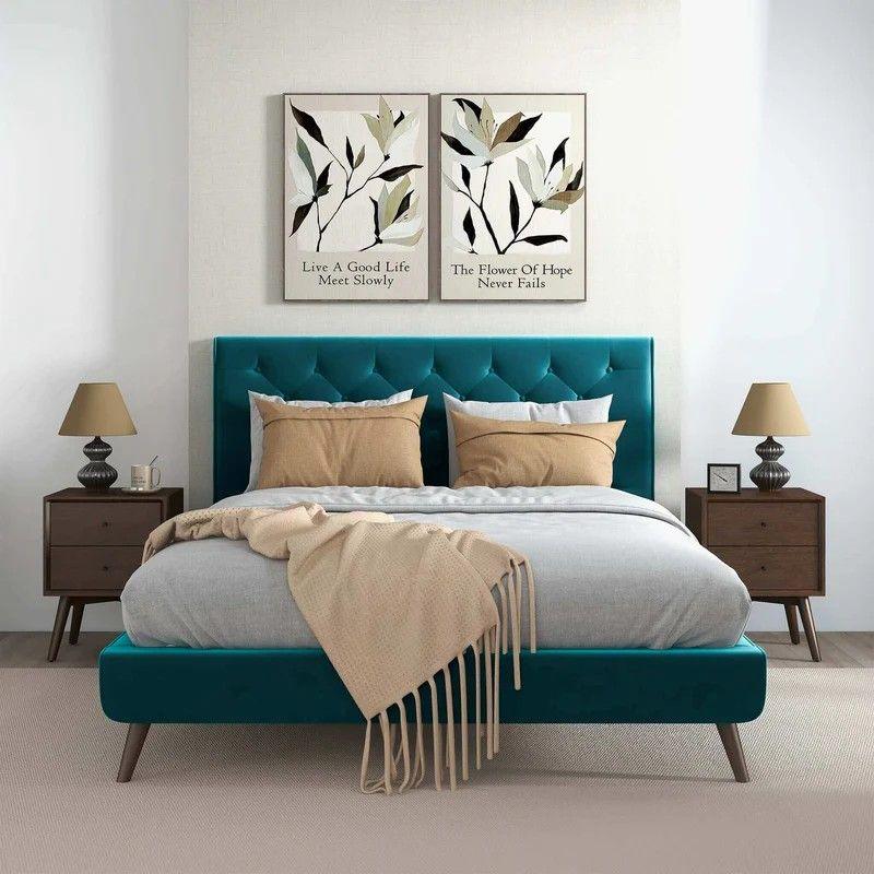 Dillon - Velvet Platform Bed - Furniture Home Direct