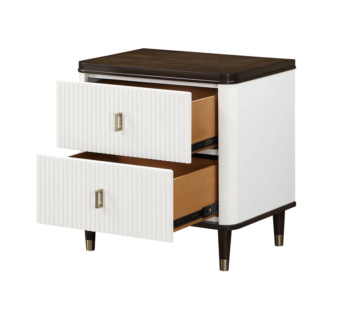 Carena - Night Stand With USB - White / Walnut - Furniture Home Direct