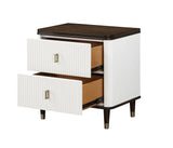 Carena - Night Stand With USB - White / Walnut - Furniture Home Direct