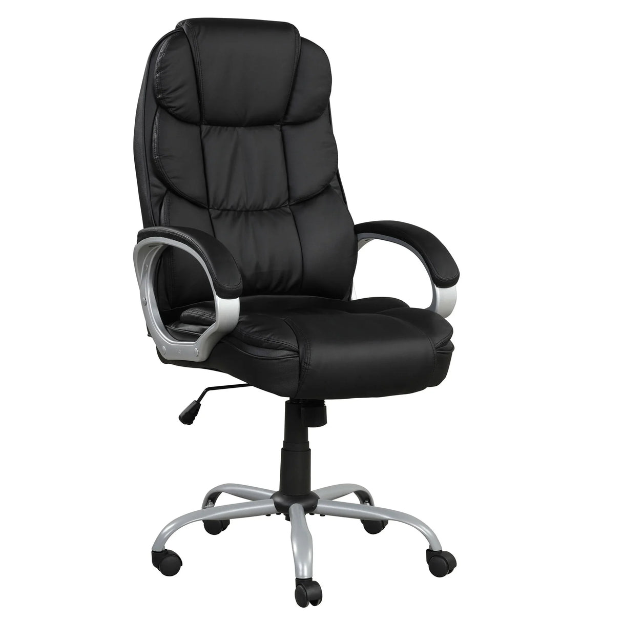 Upholstered Office Chair, Adjustable Height Swivel Chair - Black - Furniture Home Direct