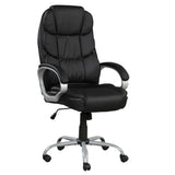 Upholstered Office Chair, Adjustable Height Swivel Chair - Black - Furniture Home Direct