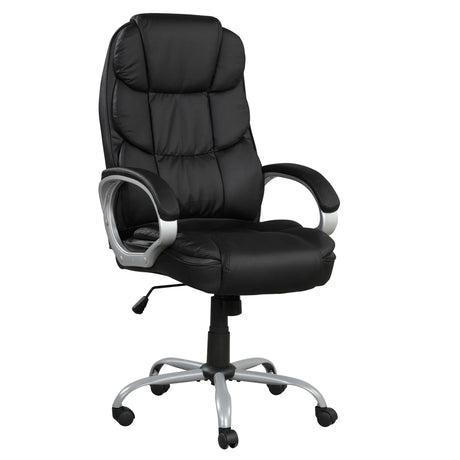 Upholstered Office Chair, Adjustable Height Swivel Chair - Black - Furniture Home Direct