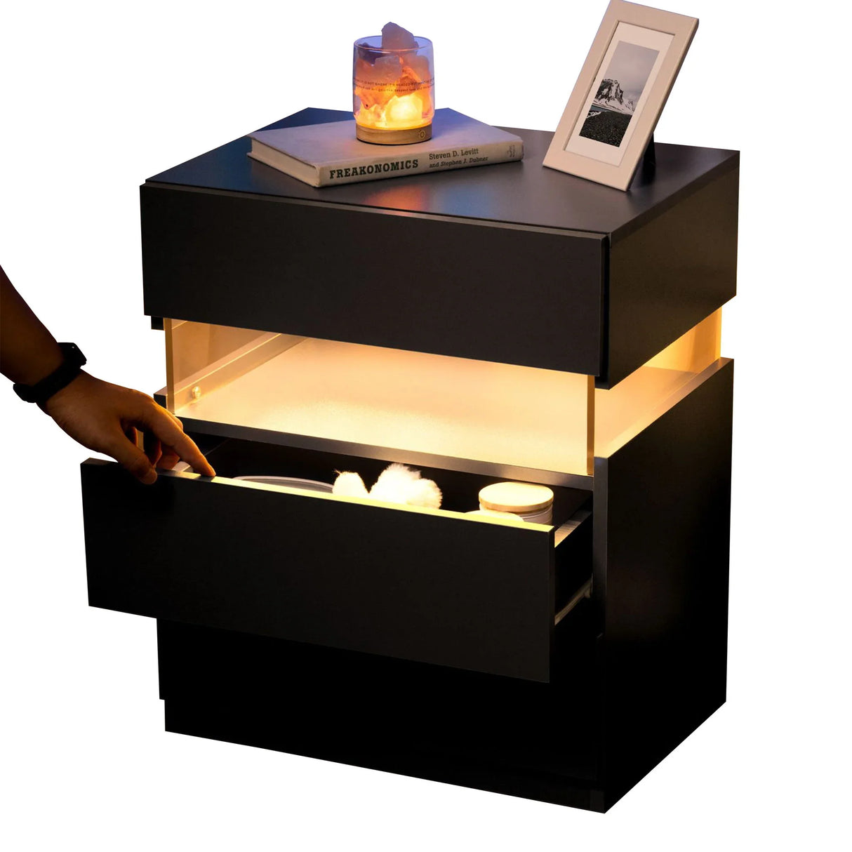 LED Nightstands, 3 Drawer For Bedroom - Furniture Home Direct