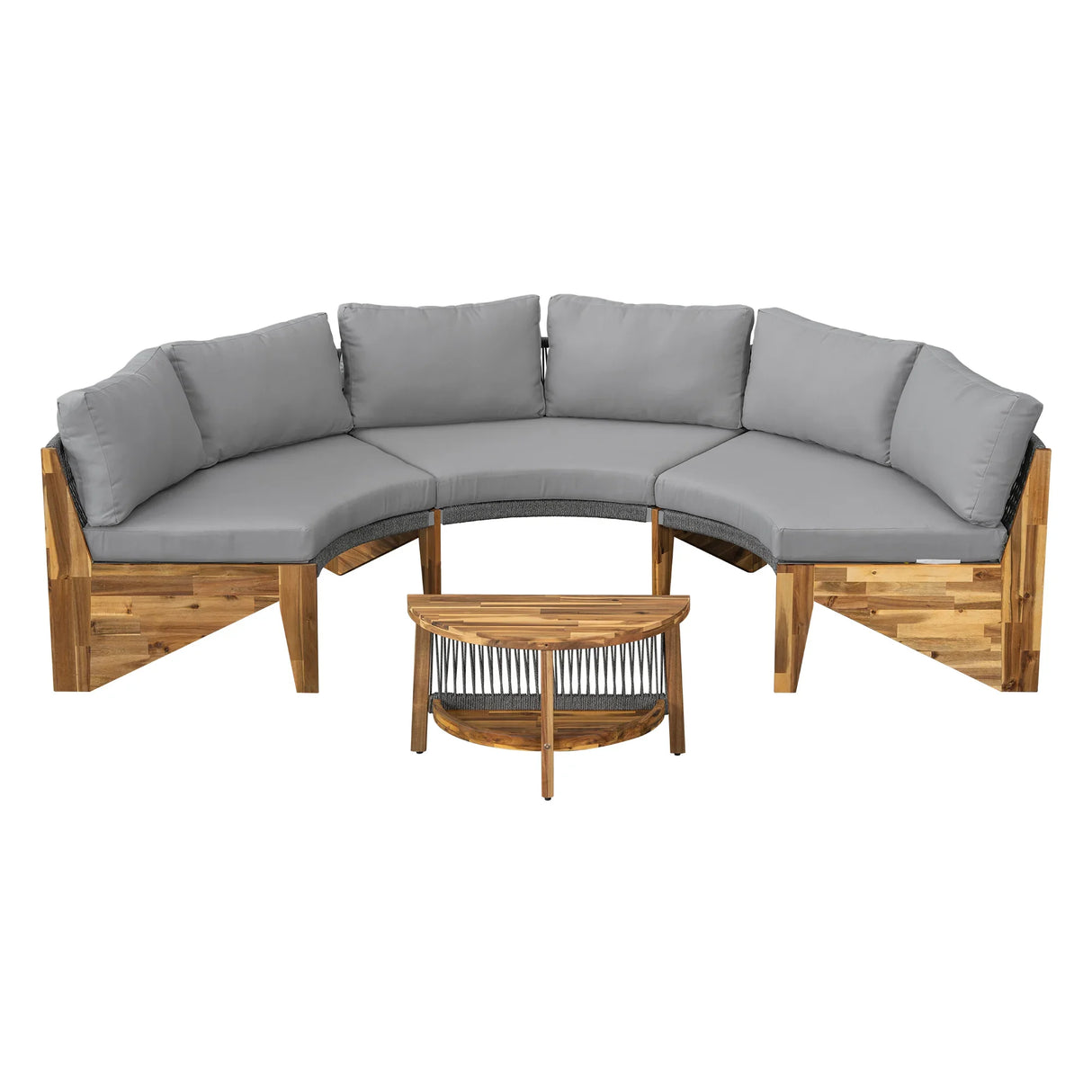 6 - Person Outdoor Sectional with Cushions and Coffee Table - Furniture Home Direct