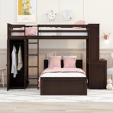 Loft Bed With A Stand Alone Bed, Shelves, Desk, And Wardrobe - Furniture Home Direct