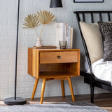 Mid-Century Modern Single Drawer Solid Wood Nightstand - Furniture Home Direct