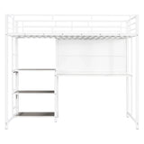 Metal Loft Bed With Desk, 3 Shelves And Ladder - Furniture Home Direct