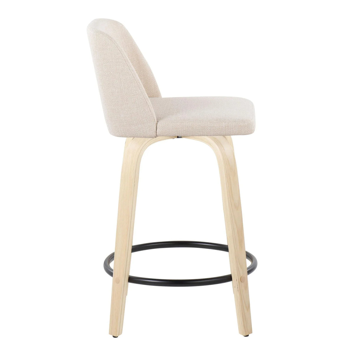 Toriano - Contemporary, Fixed Height Counter Stool With Swivel And Round Footrest (Set of 2) - Furniture Home Direct