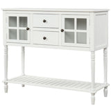 Hearth & Haven Stella Buffet Storage Cabinet With Bottom Shelf, White - Furniture Home Direct