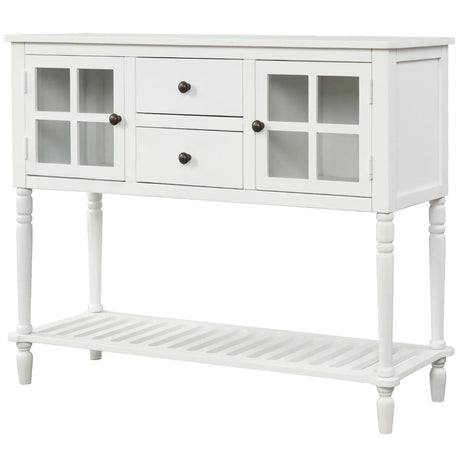 Hearth & Haven Stella Buffet Storage Cabinet With Bottom Shelf, White - Furniture Home Direct