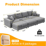 Deep Seat Convertible Sofa With Soft Pillows And Ottomans - Furniture Home Direct