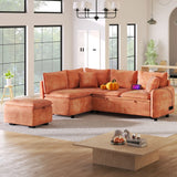 Convertible Sofa Bed Sectional Sofa Sleeper L-Shaped Sofa With A Storage Ottoman, Two Pillows, Two Power Sockets And Two USB Ports For Living Room - Furniture Home Direct