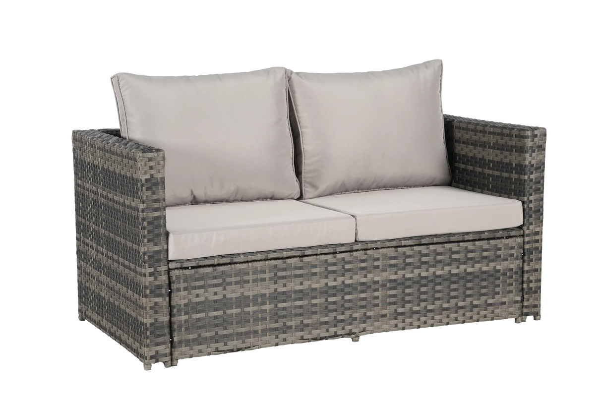 6 Piece Wicker Patio Set With Glass Table - Furniture Home Direct