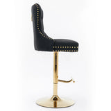 Bar Stools Velvet Upholstered Swivel With Backs Black - Furniture Home Direct