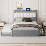 Storage Platform Bed, With 2 Big Drawers, Trundle, One Set Of Sockets & USB Ports - Furniture Home Direct
