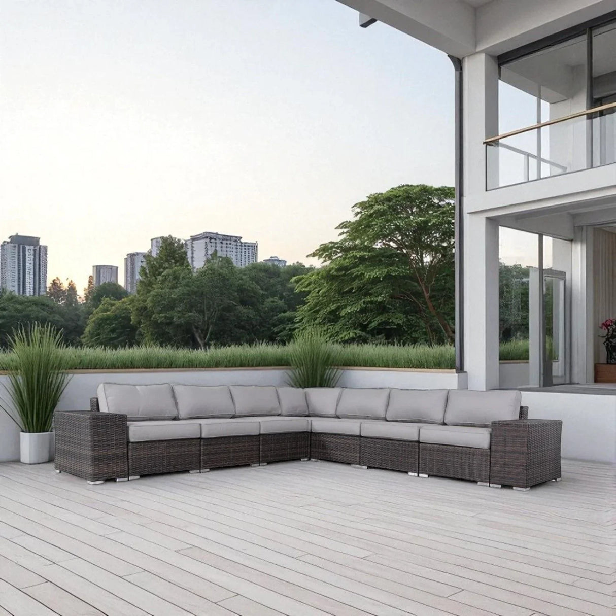 Rattan Sectional Sofa Set With Cushions - Furniture Home Direct