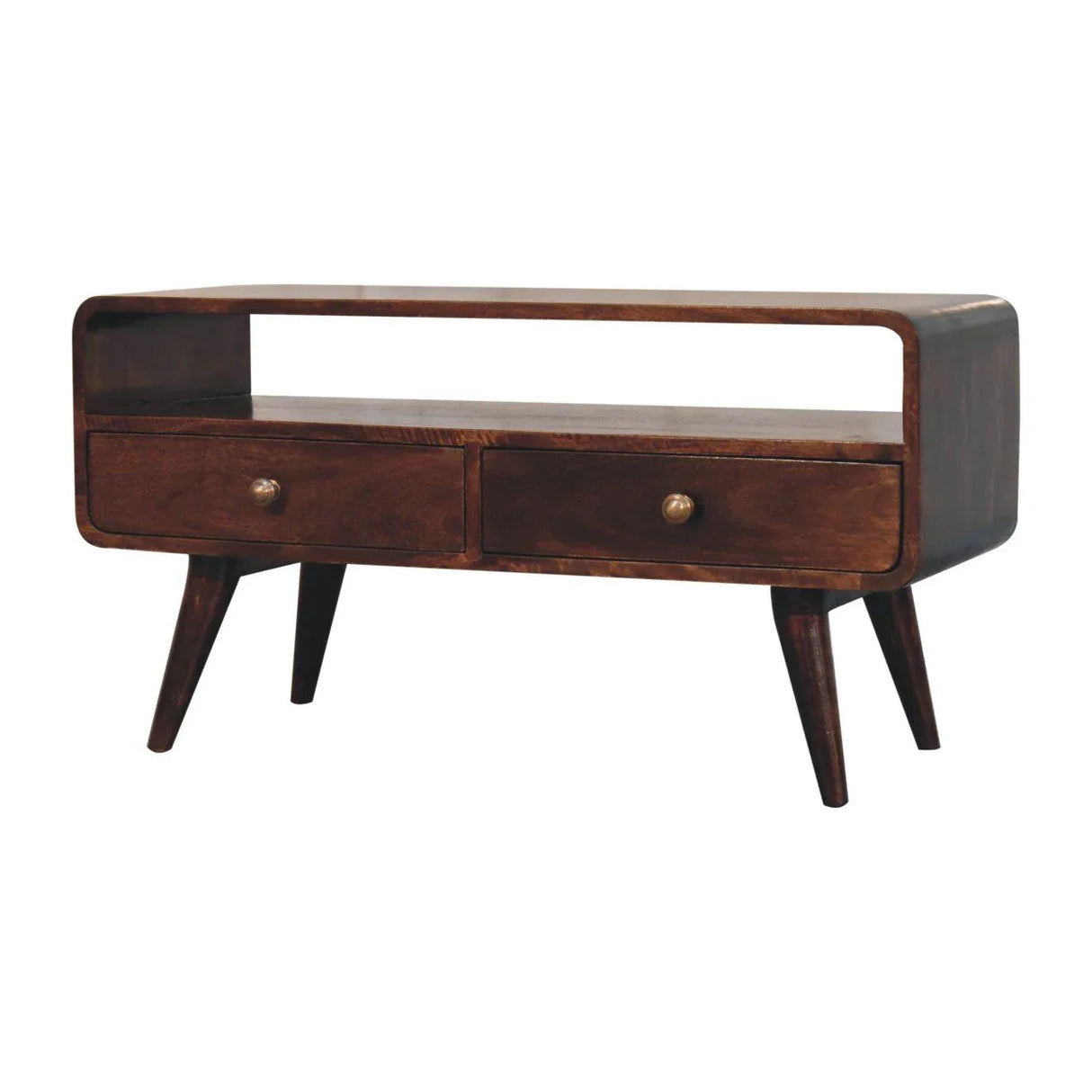 Solid Wood Curved Media Unit - Furniture Home Direct