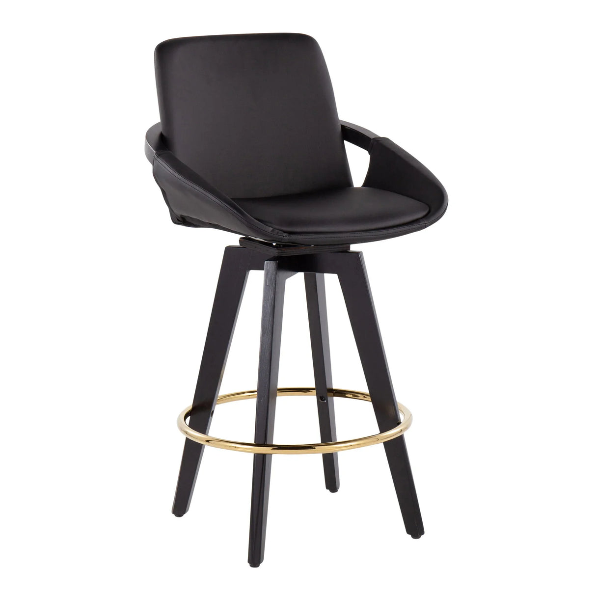 Cosmo - Contemporary Fixed Height Counter Stool With Swivel With Round Footrest (Set of 2) - Furniture Home Direct