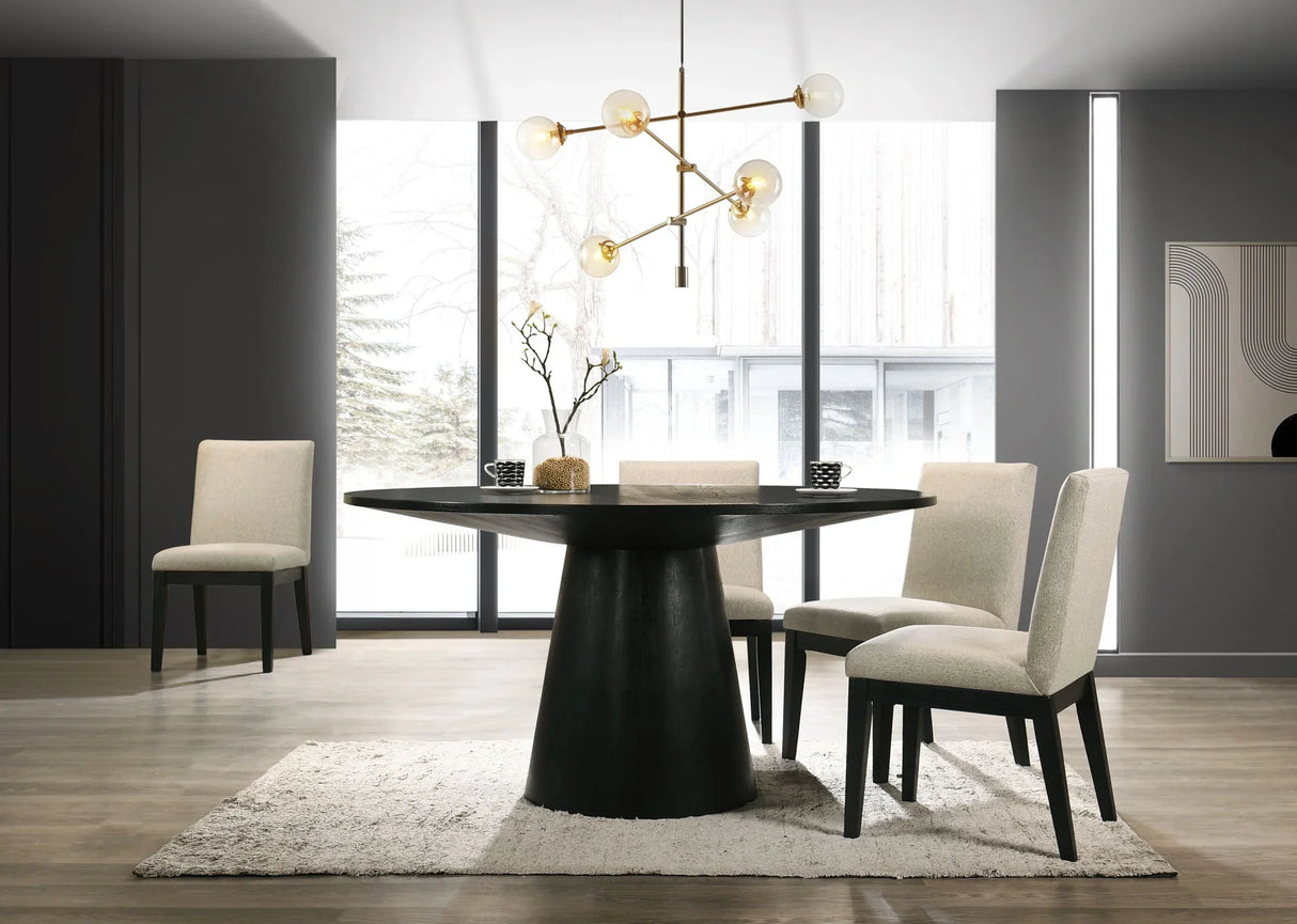 Jasper - Wide Contemporary Round Dining Table Set - Furniture Home Direct