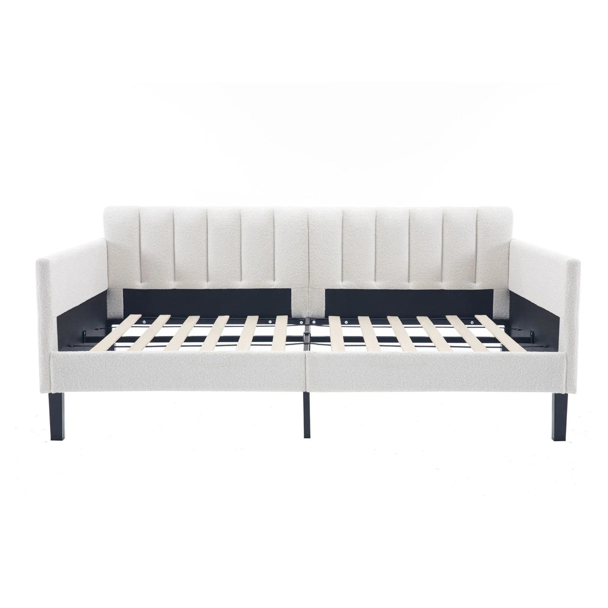 Elena - Boucle Upholstered Daybed, Ribbed Tufted Backrest - Furniture Home Direct