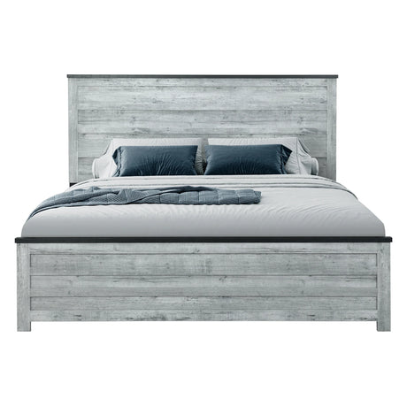 King Bedroom Set Solid Wood MDF Farmhouse Gray Wash - Furniture Home Direct