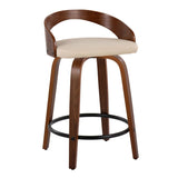 Grotto - Mid-Century Modern Fixed Height Counter Stool & Swivel With Round Footrest (Set of 2) - Furniture Home Direct