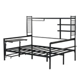 Daybed With Movable Desk, Grid, Shelves And Clothes Hanger - Furniture Home Direct