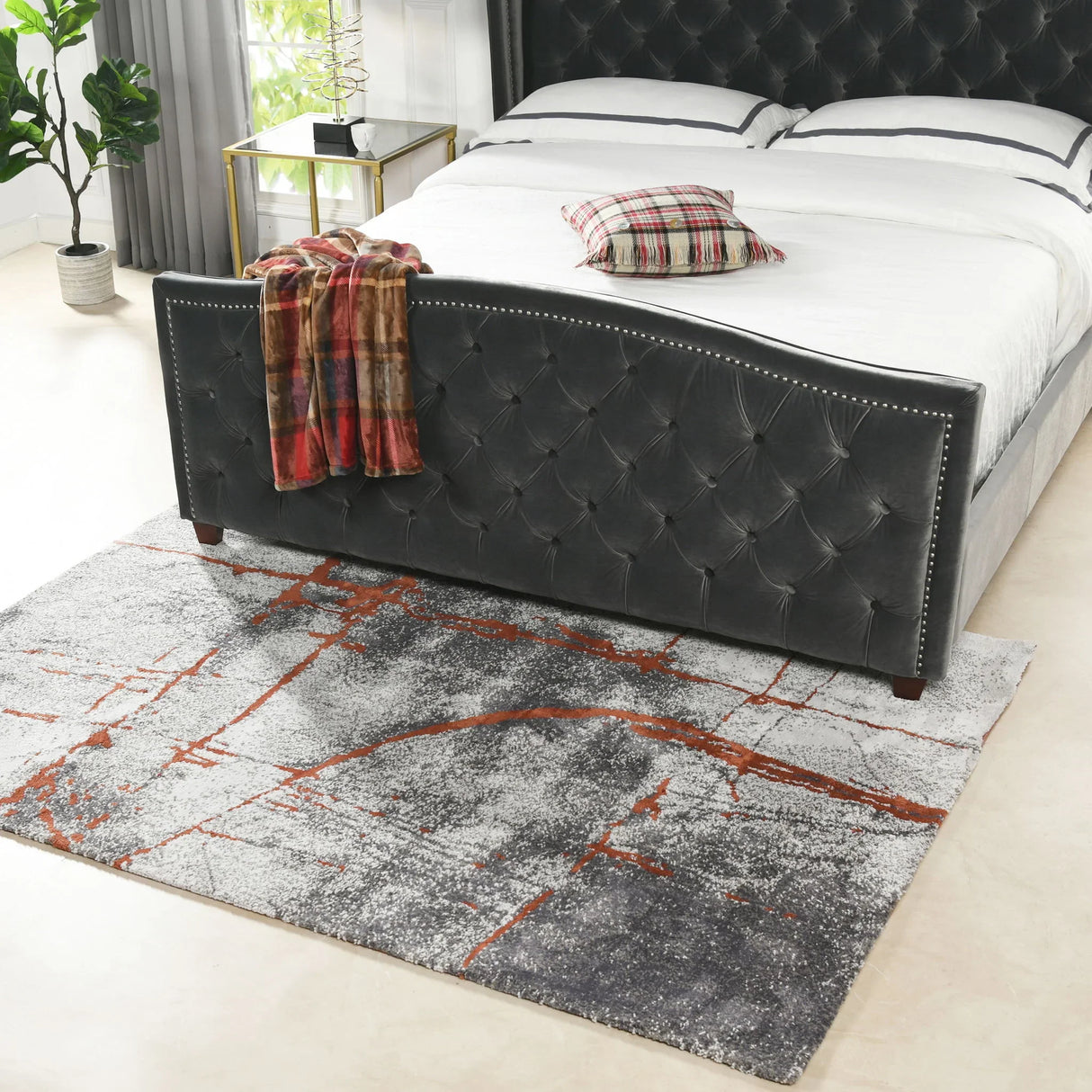 Quarry - 5.25' X 6.5' Abstract Area Rug - Gray / Orange - Furniture Home Direct