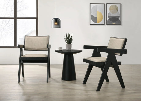 Jasper - 3 Piece Arm Chairs And SIde Table (Set of 3) - Ebony Black - Furniture Home Direct