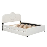 Queen Bed Upholstered Platform With Storage Drawers White - Furniture Home Direct