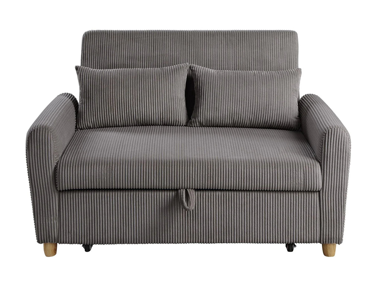 Justine - Corduroy Convertible Sleeper Loveseat - Brown - Furniture Home Direct