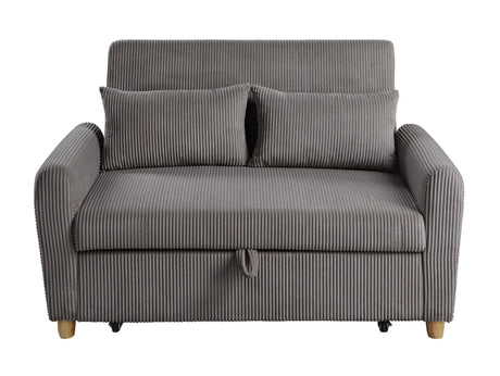 Justine - Corduroy Convertible Sleeper Loveseat - Brown - Furniture Home Direct