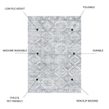Toucan - Washable Non - Slip Area Rug - Silver - Furniture Home Direct