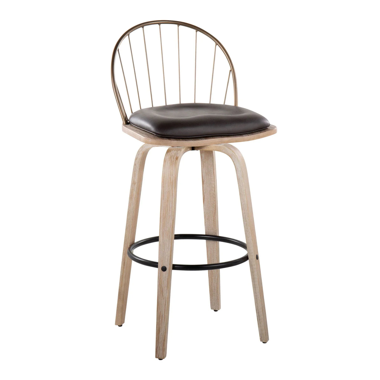 Riley - Industrial / Urban Fixed Height Barstool With Swivel With Removable Cushion (Set of 2) - Furniture Home Direct