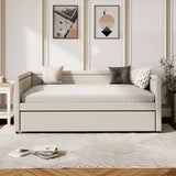 Modern Style Upholstered Daybed With Trundle For Guest Room, Small Bedroom