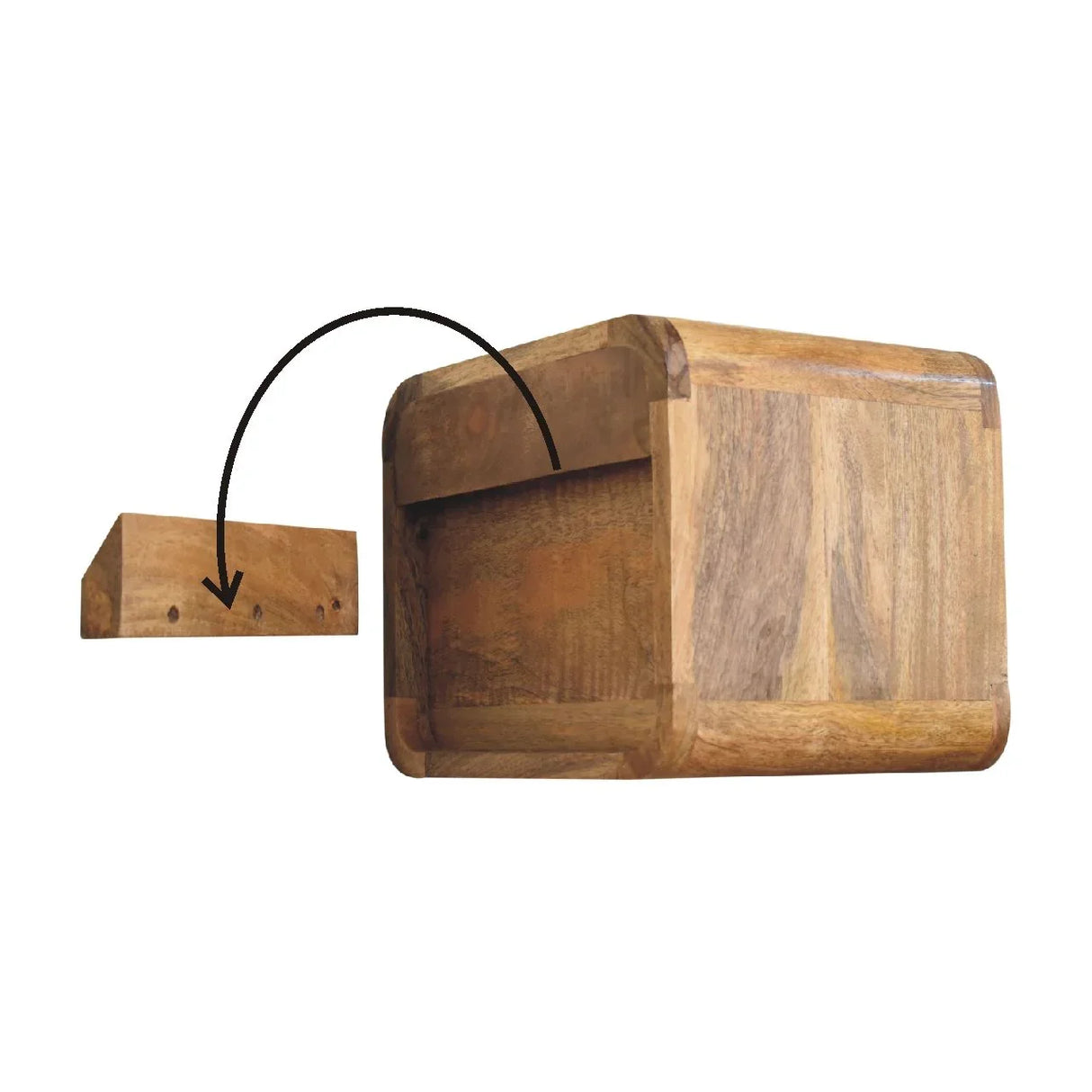 Mini Curve Floating Bedside - Oak - Furniture Home Direct