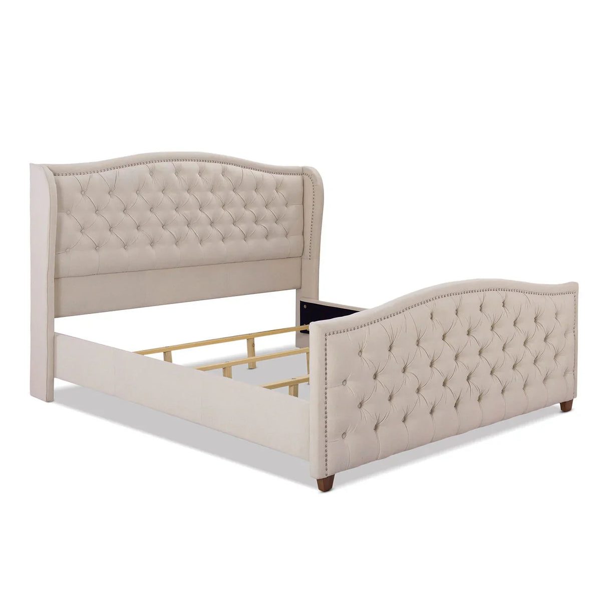 Marcella - Upholstered Shelter Headboard Bed Set - Furniture Home Direct