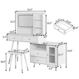 Modern Makeup Vanity Desk With Mirror And Lights Retractable Design Engineered Wood - Black - Furniture Home Direct