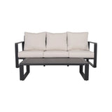 Outdoor Sofa With Rectangular Coffee Table and Cushions - Beige - Furniture Home Direct