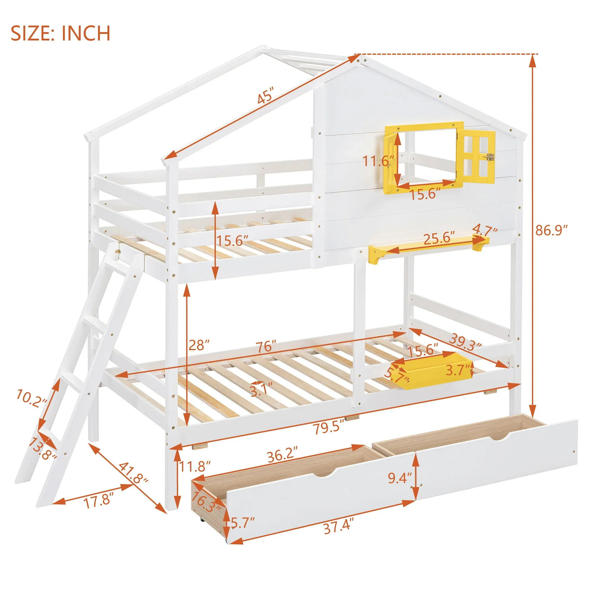 Bunk Bed With Playhouse Roof And Window - Furniture Home Direct