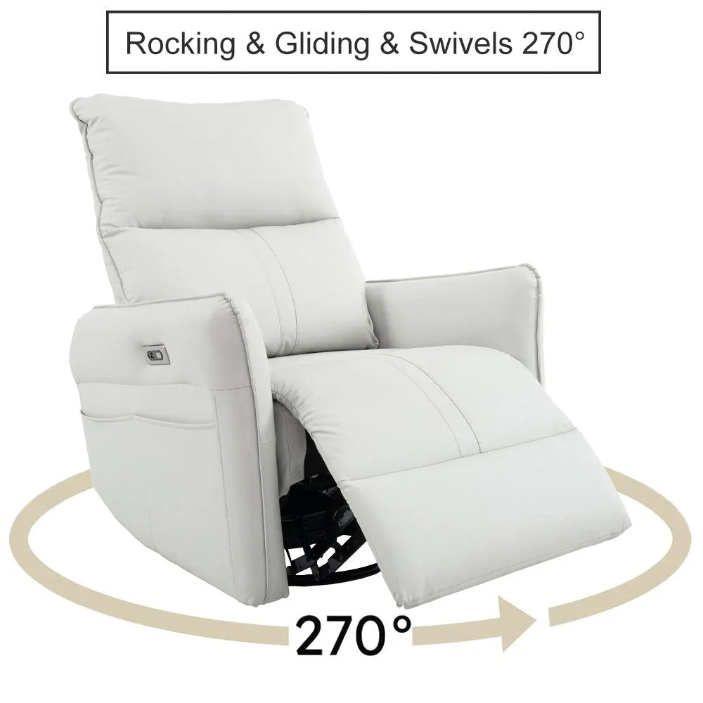 29.92" 270 Power Swivel Rocker Recliner Chair, Electric Glider Reclining Sofa With USB Ports, Power Swivel Glider, Rocking Chair Nursery Recliners For Living Room Bedroom - Furniture Home Direct