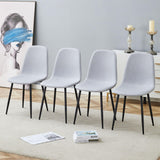 Modern Medieval Style Cushioned Side Chairs Set With Black Metal Legs For Kitchens - Furniture Home Direct