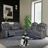 Raize - 10 Power Reclining Sofa With DDT, WC And LED - Gray - Furniture Home Direct